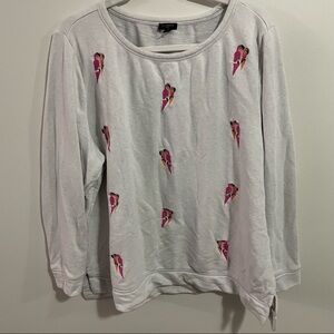 Talbots light gray embroidered parrots crew-neck sweater plus 2X